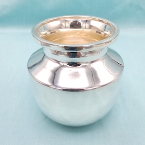 Silver Kalash, pooja items for home, Plain Silver pooja item, 3.75&quot; Silver Kalasham Chembu. Sravana maasam pooja decor, Silver chembu