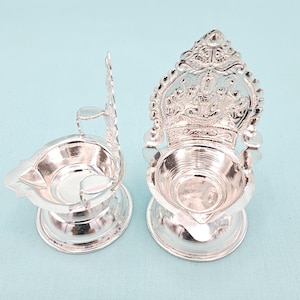Pure Silver Kamashi deepam, Small size lakshmi Silver Lamps, Silver Diya, Silver gifts for wedding/ housewarming, saree function. Single pc