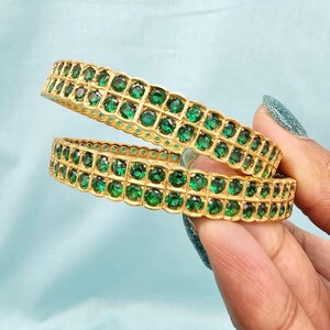 92,5 Silver Emerald armbanden, groene stenen armbanden, puur zilveren armbanden, traditionele armbanden, set van 2, Mix n Match-armbanden.