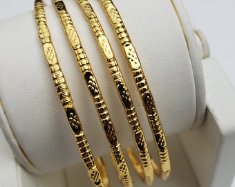 2.10 Gold Bangles Set , ensemble de 4 bracelets, Bijoux de mode, bracelets de mariage, Bollywood, Bracelets de mariée, One Gram Gold, Kadas
