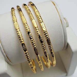 2.10 Gold Bangles Set , set of 4 bangles, Fashion Jewelry, wedding bangles, Bollywood, Bridal Bangles, One Gram Gold, Kadas