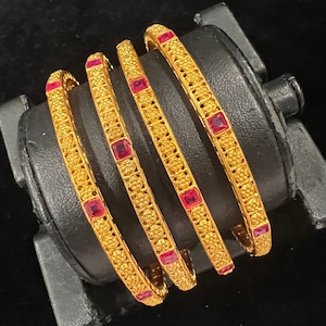4pc Bangle set, 22k Gold Plated Bangles Set, Wedding Bangles, Mix n Match bangles