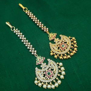 Maang Tikka, Paapati bill, Indian Jewelry, Wedding Jewelry, Ethnic, Hair Jewelry, Tikka, Matha Patti
