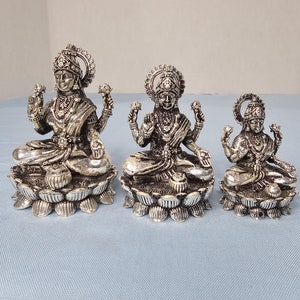 92.5 Pure Silver Lakshmi devi, Ammavari idols, Goddess of wealth symbolize Prosperity, Good Luck Gift, Hindu Goddess statue