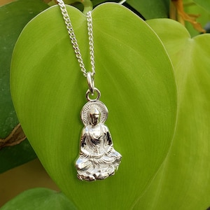 Buddha necklace- lotus pendent, Pure 92.5 sterling Silver necklace pendent, Purity symbol, Yoga Jewelry for spiritual journey, Made in India