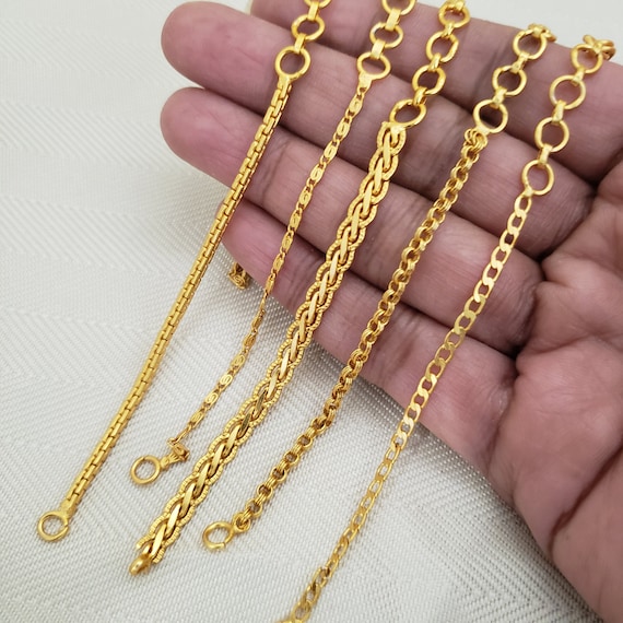 14K Gold Plated Brass Adjustable Chain Extension,bracelet Extender,gold  Bracelet Adjustable Chain,bracelet Extension Chain 