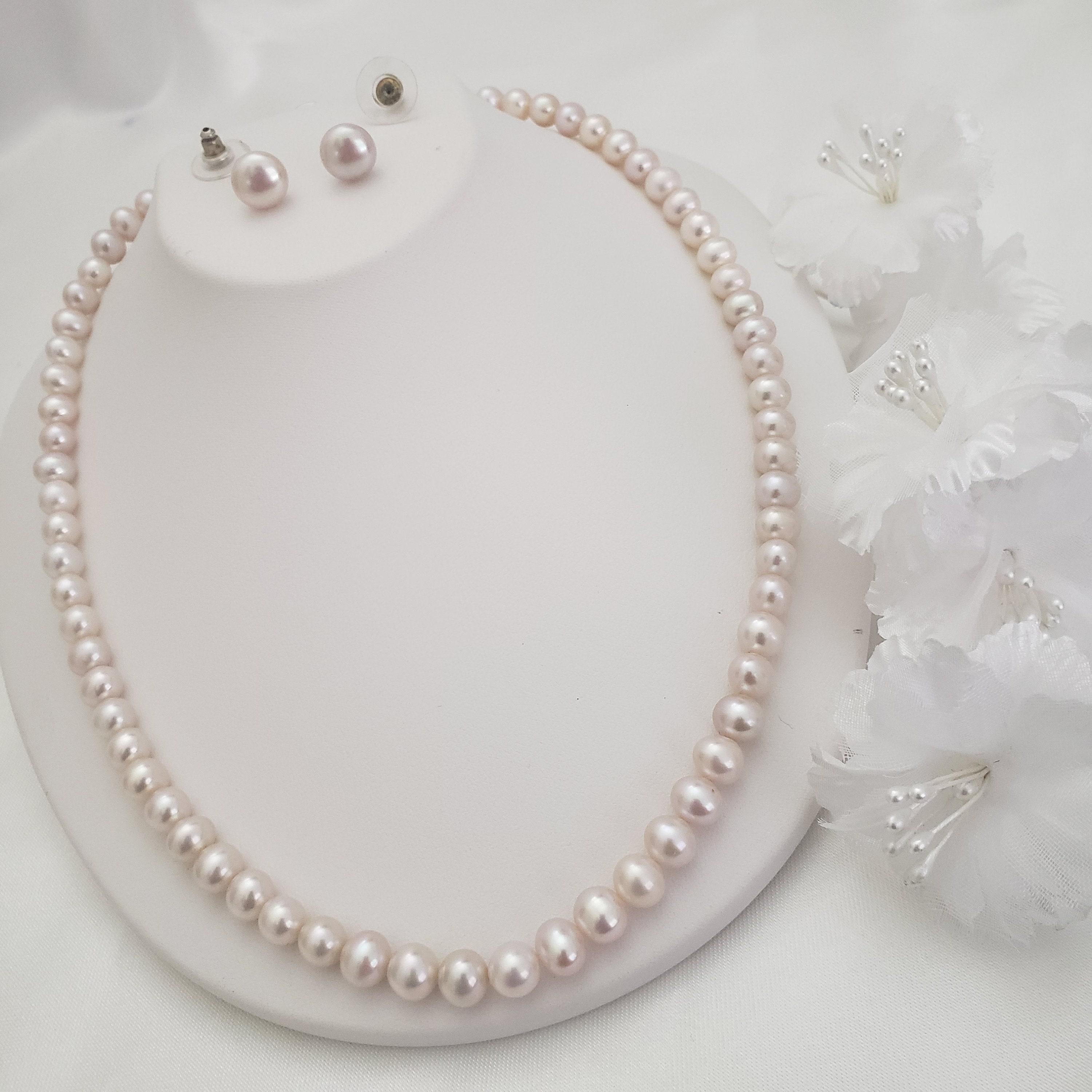 Peach Freshwater Pearl Necklace Genuine 