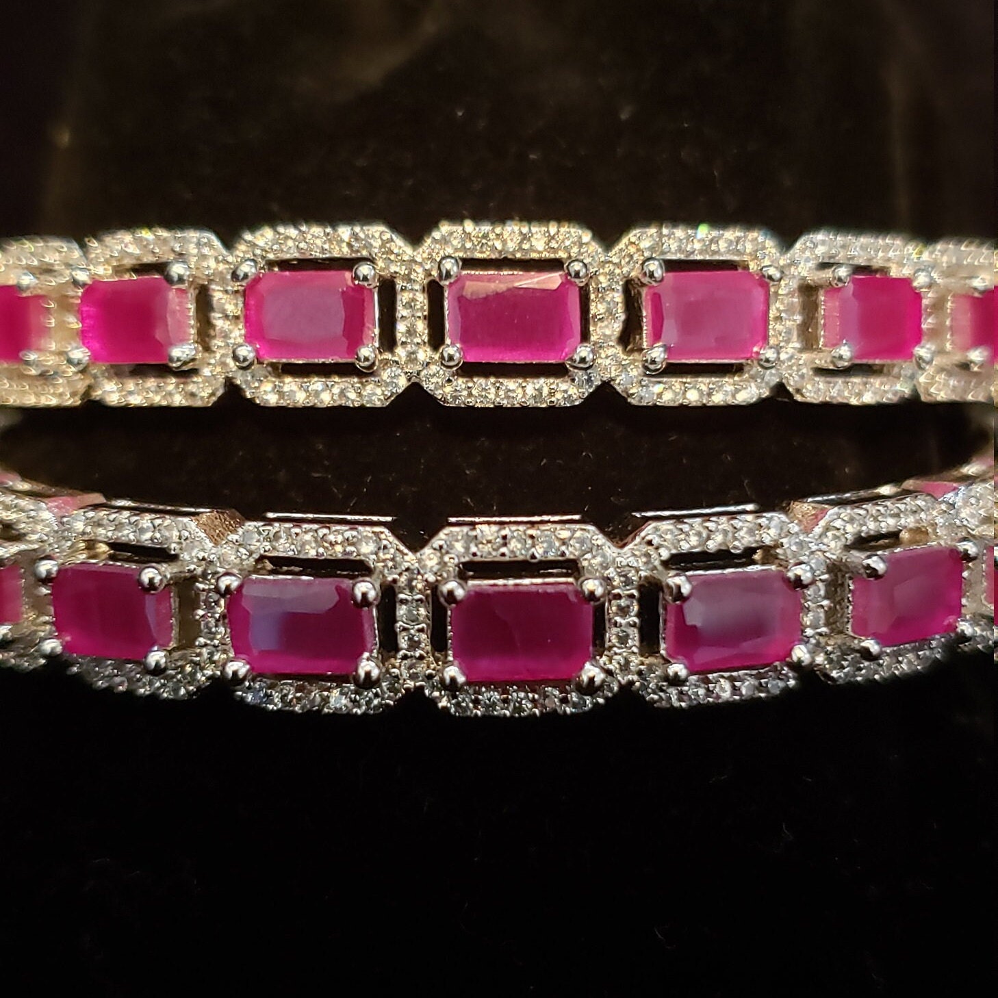 2.6, & 2.8 Size Diamond Finish Bangles Set, 2 Bangle Set
