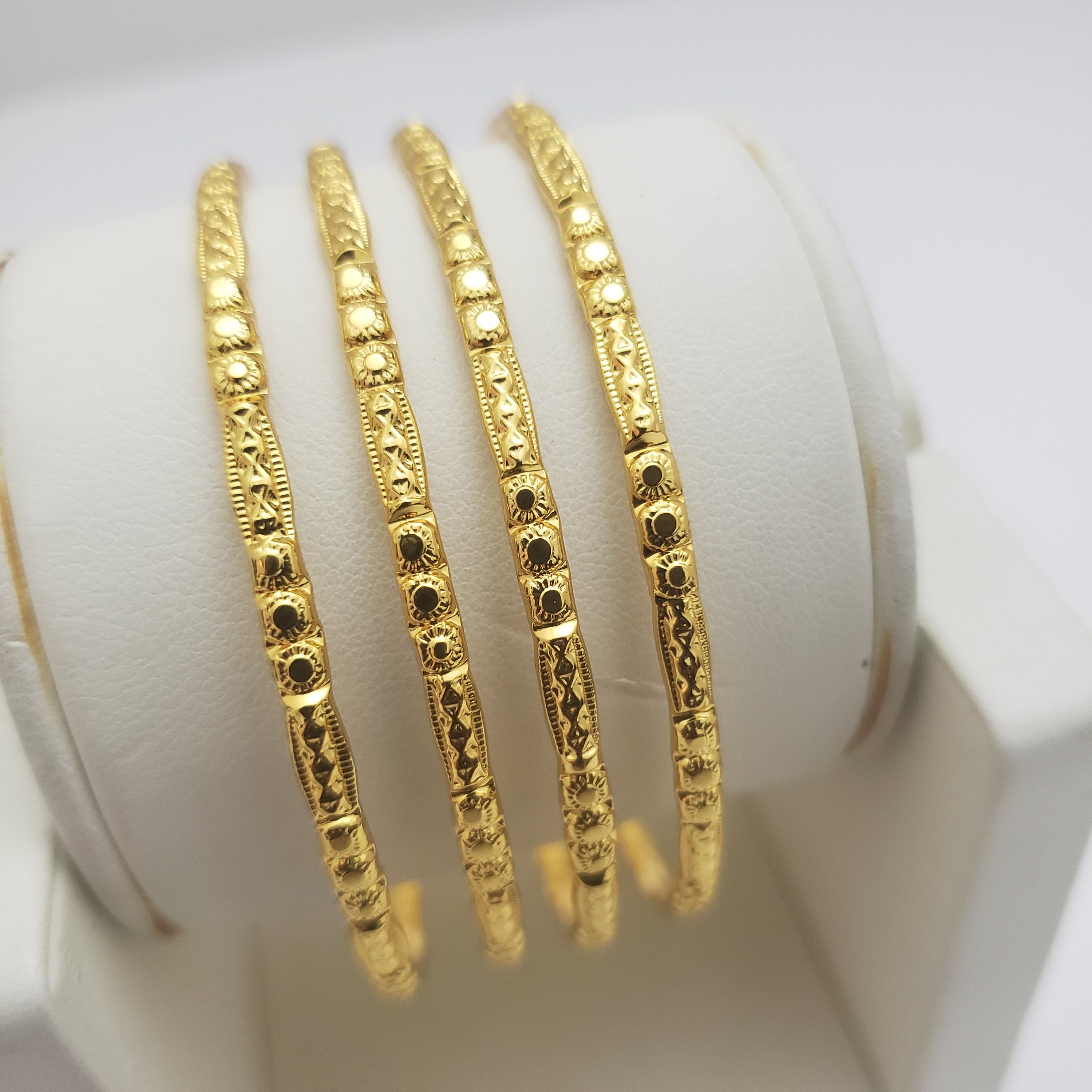 Gold covering Bangles Set 4 Bangle set 22k Gold Plated Wedding Bangles Mix n Match bangles