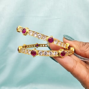 2.4 Sz CZ bangles, 92.5 Pure silver bangles, Silver bangles with 22k gold covering,  Indian wedding bangles, Indian bridal bangles.