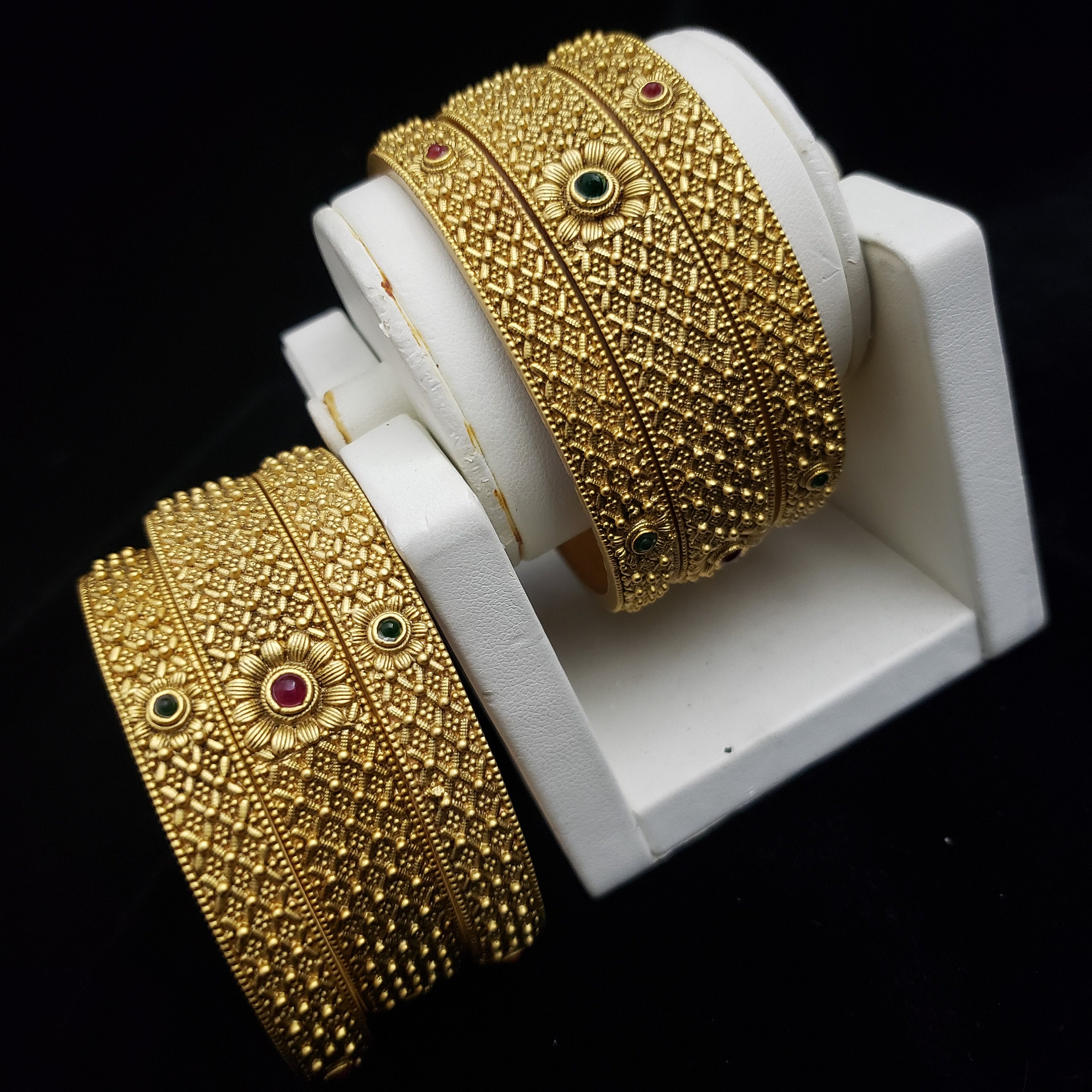 6 PC Indian Bangles Set High quality 22k Gold Plated Wedding Bangles Bracelet Set Kadas Mix n Match bangles