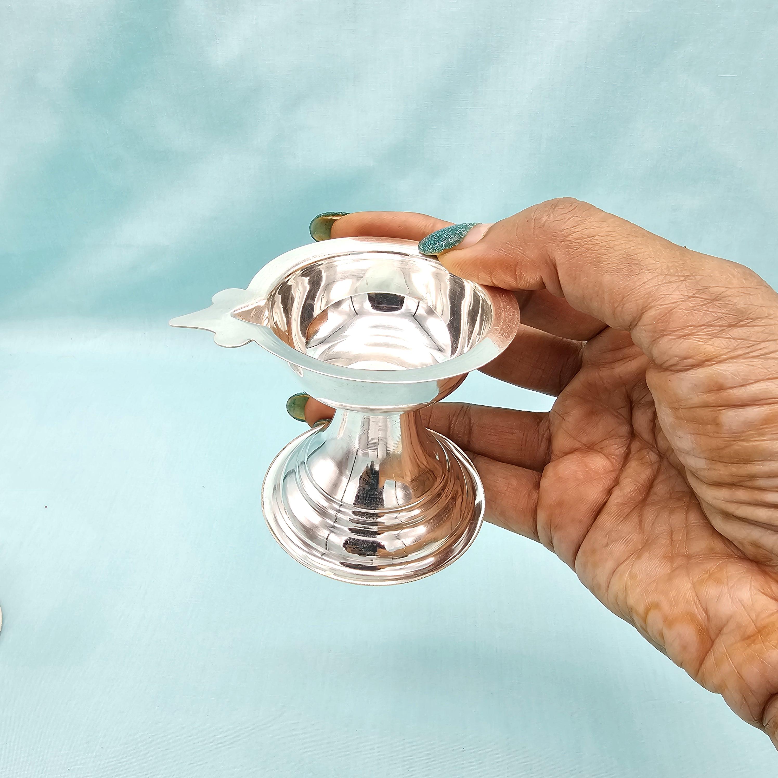 Pure Silver Diyas, Single Wick Deepam, Silver Deepam for Pooja, Silver ...
