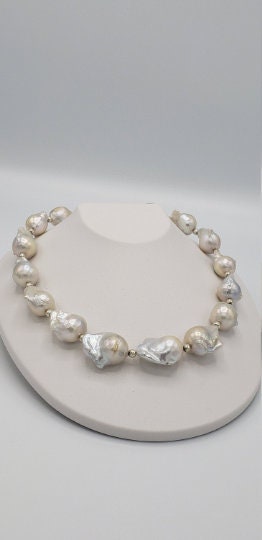 16-22 Mm AAA Baroque Pearl Silver Necklace 16baroque - Etsy