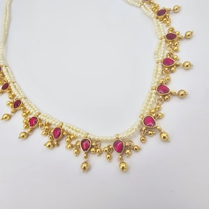 925 Silver Kundan necklace, 2.5mm Swarovski pearls with Kundan necklace, 925 pure silver jewelry ,Short necklace with 92.5 Hallmark