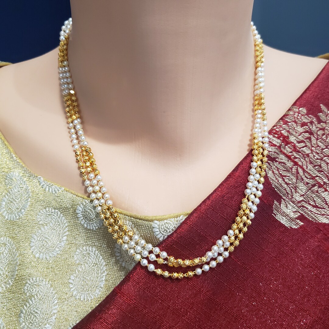 3 Layered 18matt Finish Antique Gold Chain, Short Necklace Chain, Matt