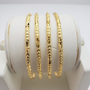 Gold covering Bangles Set, 4 Bangle set, 22k Gold Plated, Wedding Bangles, Mix n Match bangles