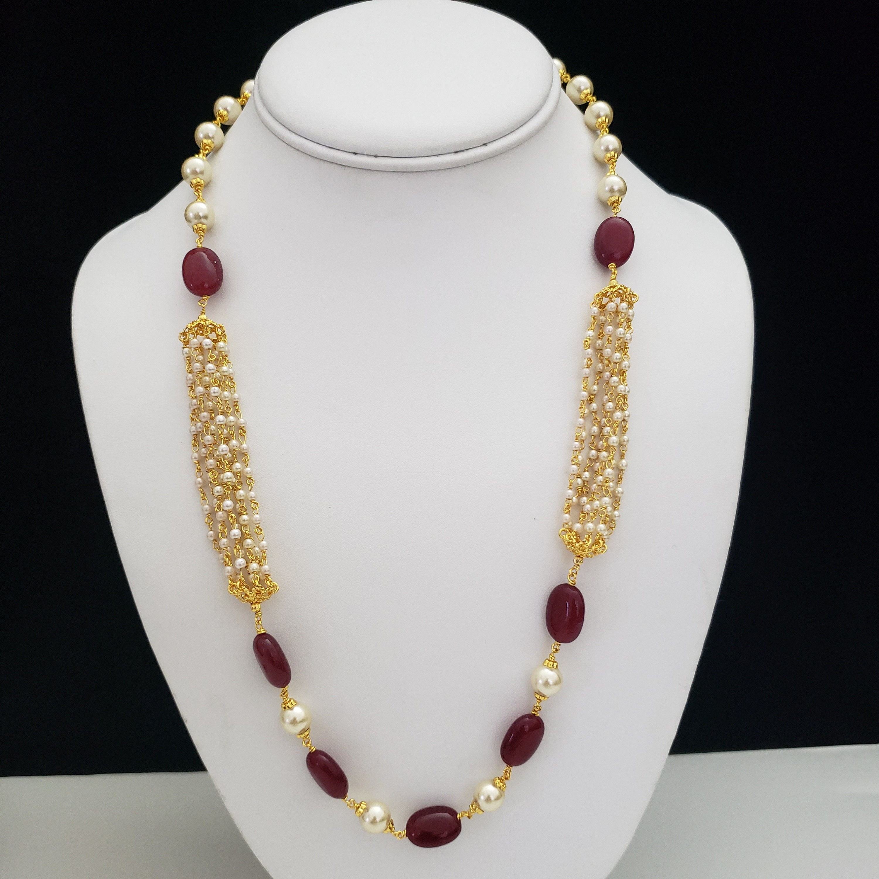 Maroon Beads Necklace High Quality Semi Precious Beads and - Etsy