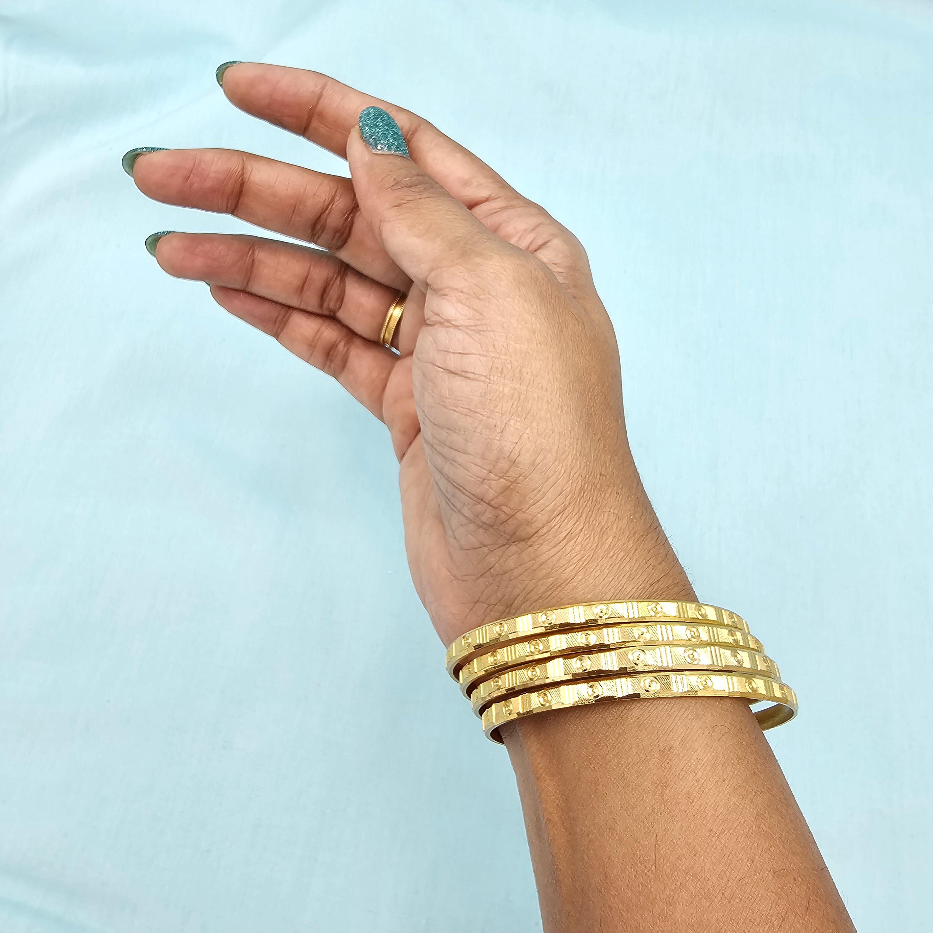 2.4sz 92.5 Silver Plain Bangles, Set of 4 Bangles Self Design