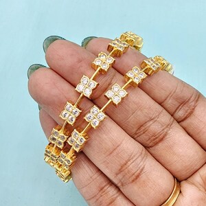 White 92.5 Silver bangles, CZ stones Bangles, white stone bangles, Silver bangles for brides, South Indian Jewelry