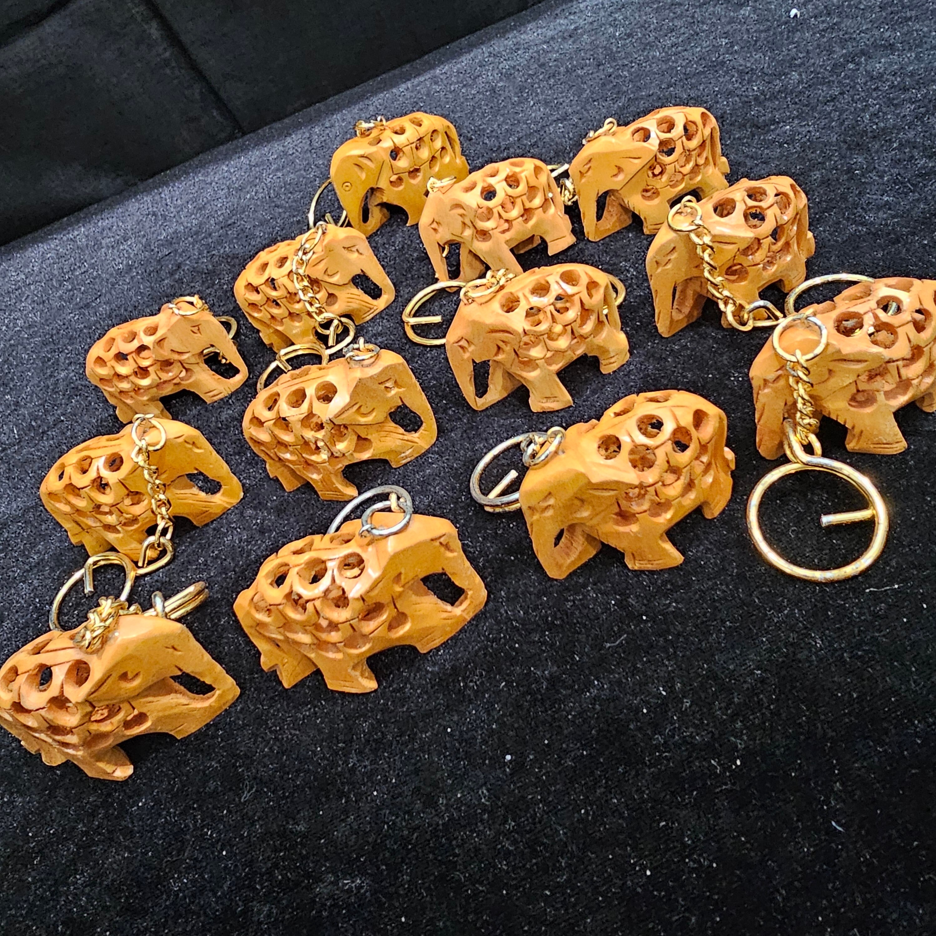 3D象、手作り木製キーホルダー、インド製手工芸品、木製カメ