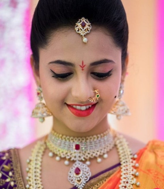 Left Nose Ring Indian Nath Pressing Nose Ring Indian Wedding
