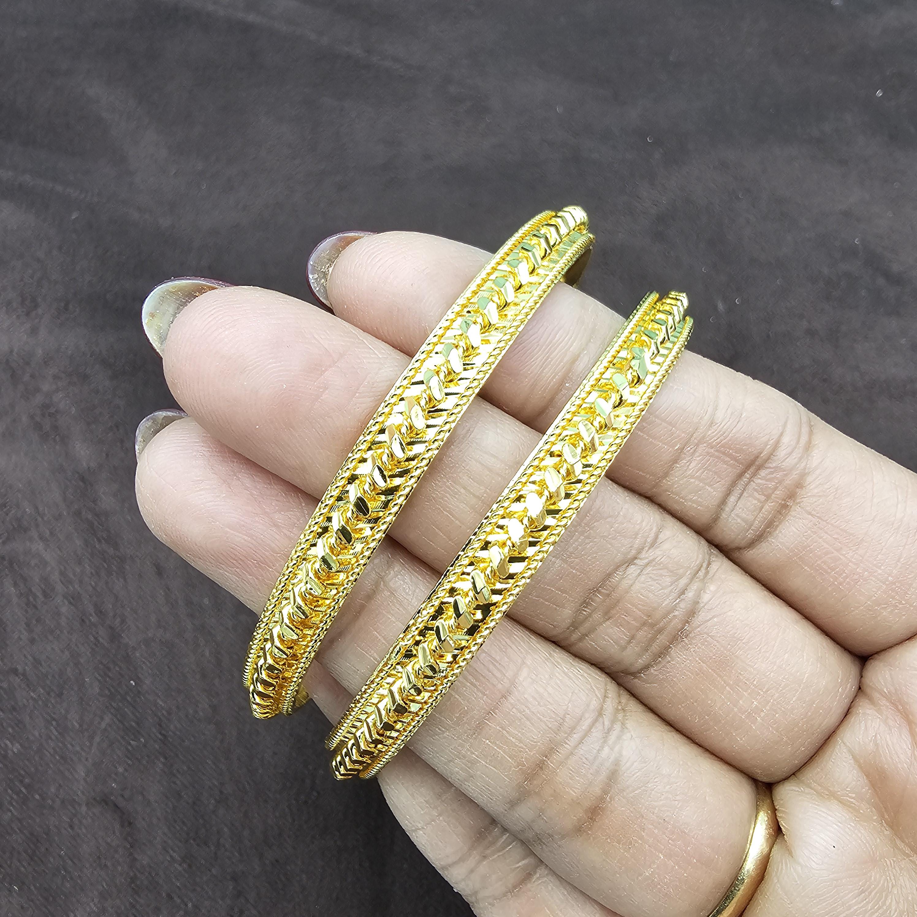 8*8様 visvim I.C.T. 22 VINTAGE BANGLE Ind 2.6 Size Indian Bangles Set, 2 Bangle Set, 22k Gold Plated, White