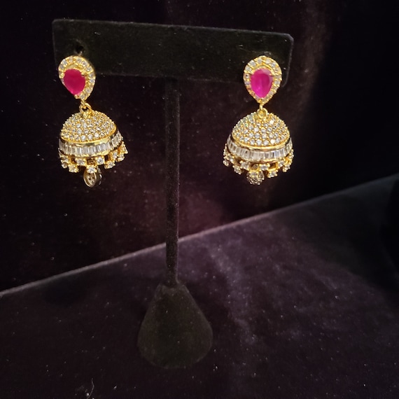 Uncut Jumkas, Ethnic Jewelry, Buttalu, Embossed Work Jumkas, Bollywood,  Wedding Jewelry, Earrings, Indian Earrings, Hangings, One Gram Gold - Etsy