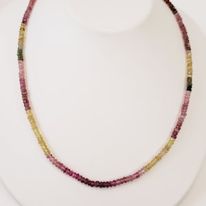 Multi Toermalijn Kralen, Natuurlijke Multi Toermalijn Rondelle Faceted Kralen, Watermeloen toermalijn Oktober geboortesteen Toermalijn kralen ketting