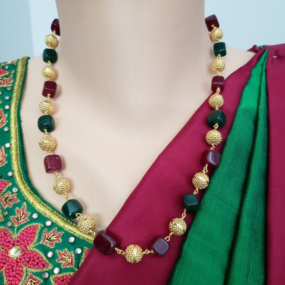 Semi precious beads best sale necklace