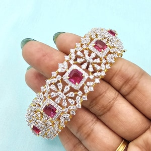 92.5 Silver Swarovski single kada, Openable bangle with double locking, Comes with Certificate of Authenticity, Premium quality CZ Diamond