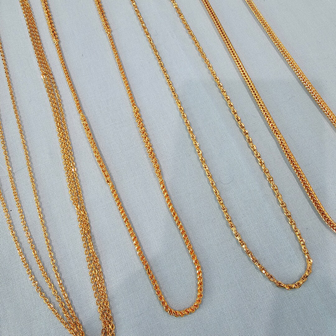 Long Matt Finish Antique Gold Chain, Long Necklace Chain, Matt Finish