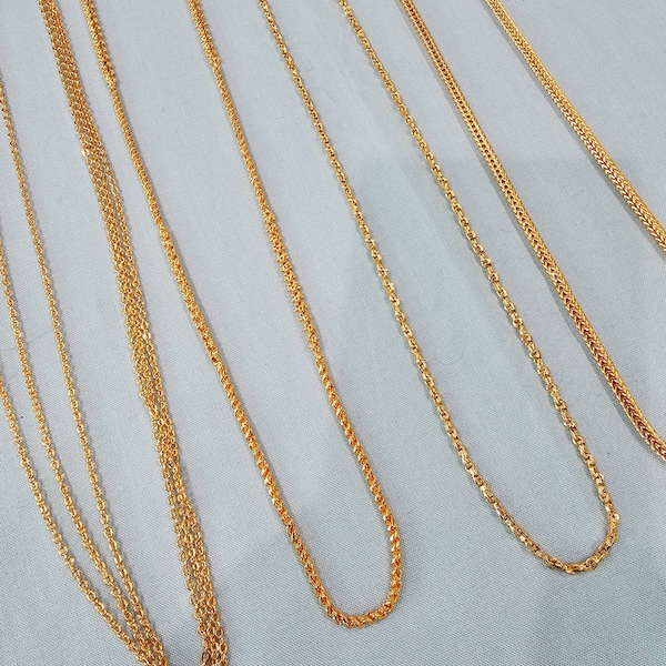 Long Matt Finish Antique Gold Chain, Long Necklace Chain, Matt finish simple chains, 24K Gold covering chain, Traditional Jewelry