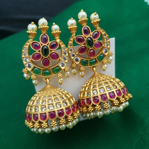 Tzeitel Kundan Jhumkas | Buttalu - Emmadi Silver Jewellery