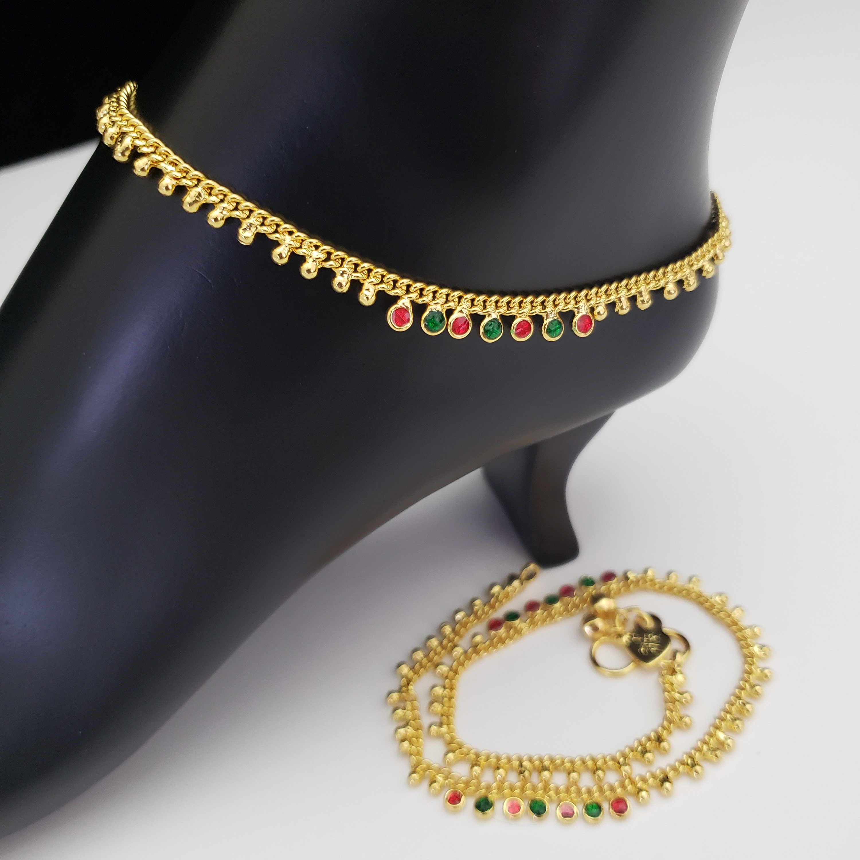 Touchstone Cavigliere/Ciondoli In Stile Indiano Bollywood Con Perline Verdi E Oro – Gioielli Tradizionali Per Matrimonio E Feste