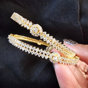 Full white Indian Bangle, Ruby, 22k Gold Plated, Traditional Indian bracelet, Wedding Bangle, Bracelet Set, Bollywood, Kadas,