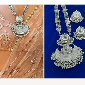 German Silver jewelry, German Silver Set with earrings, Indian Traditional Jewelry.