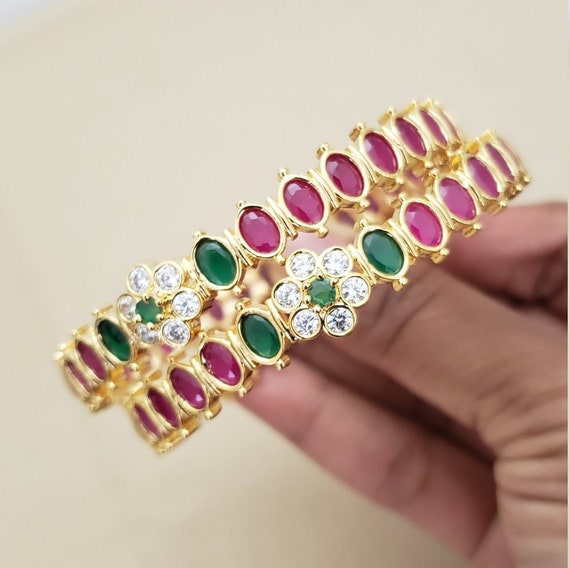 Pink and shop green bangles set