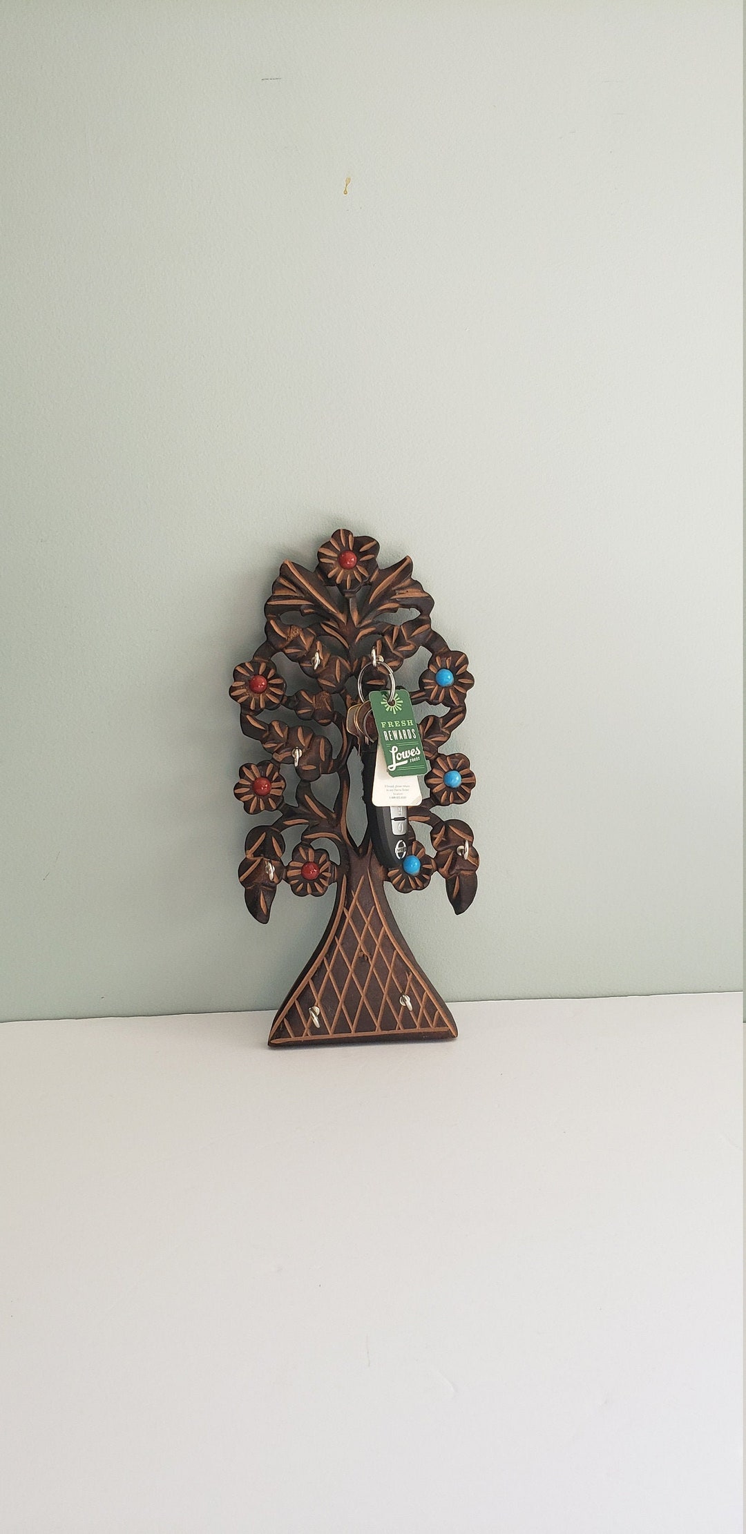 Wooden Key Holders, Tree of Life Handmade Key Holder With Gemstones ...
