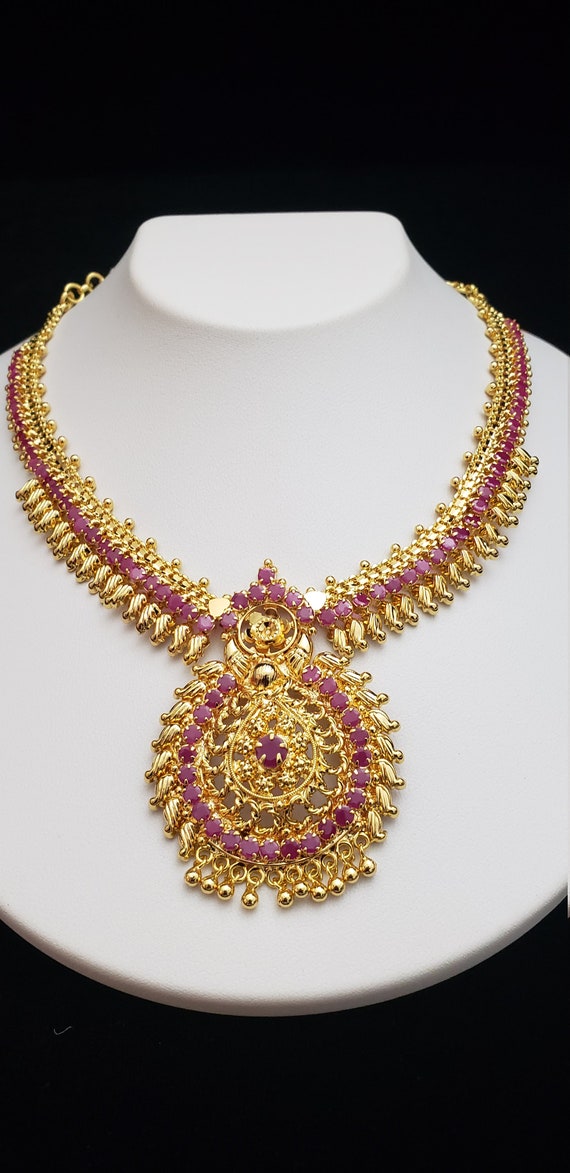 Gold Covering Necklace South Indian 