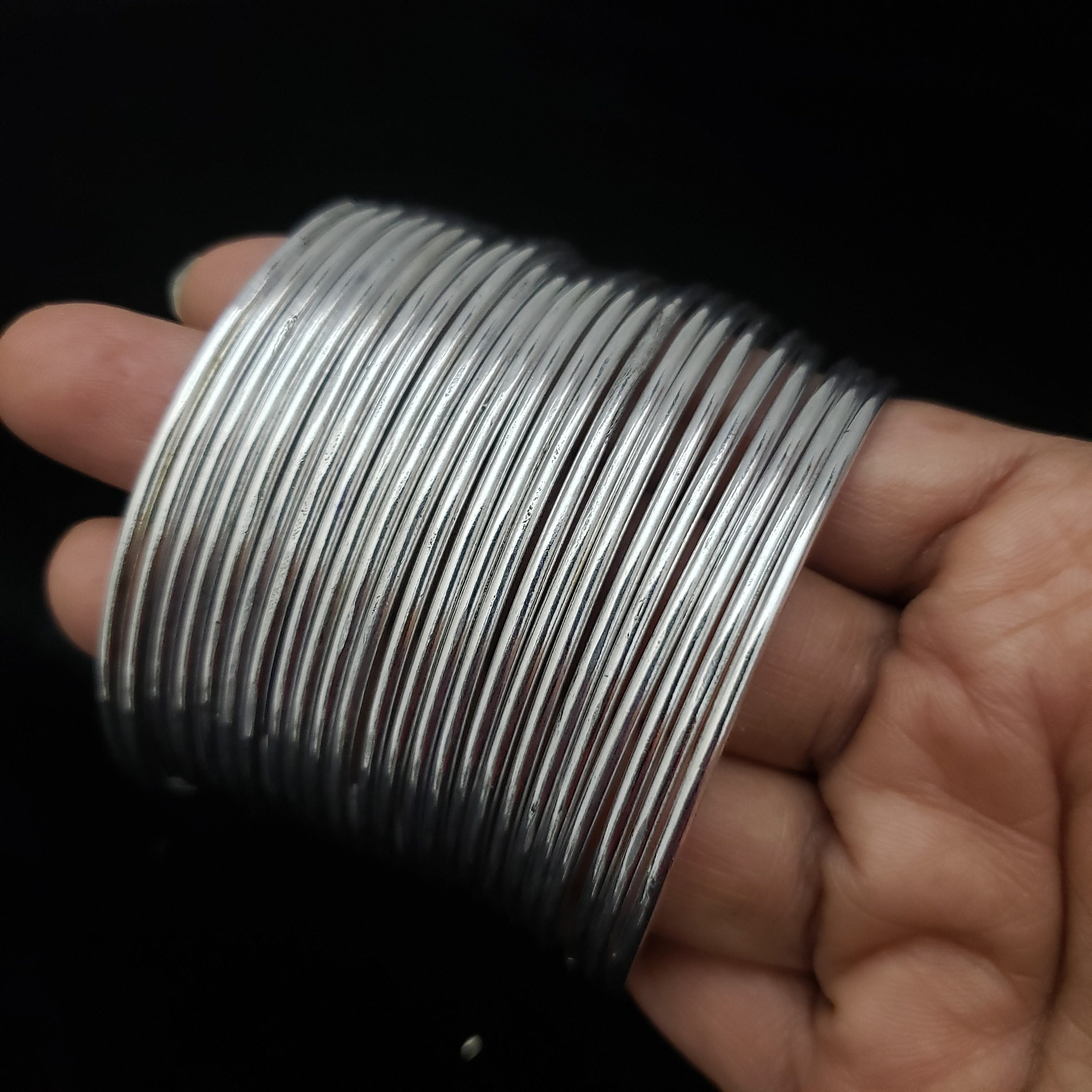 German Silver Bangles, Oxidized Jewelry Bangle Set, Thick Bangles