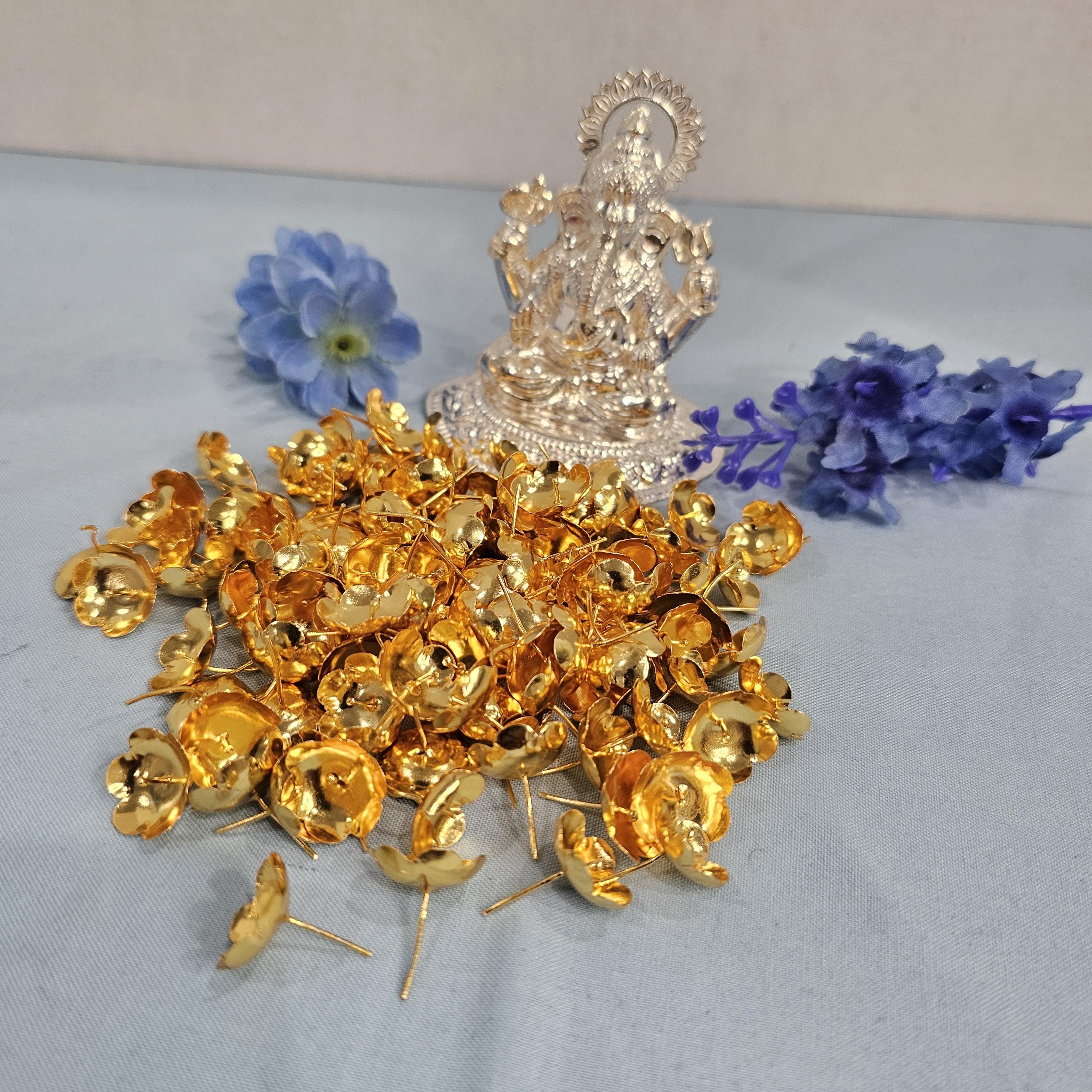 108 Pure Silver Pooja Flowers, Big Size Set, Pooja Offering