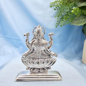 Lakshmi devi de plata pura, ídolos de Ammavari, diosa de la riqueza que simboliza la prosperidad, artículo de regalo de plata, estatua de la diosa hindú,