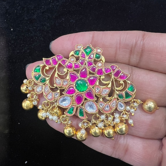 Kundan Pendant With Earrings Brass Based Traditional Jewelry