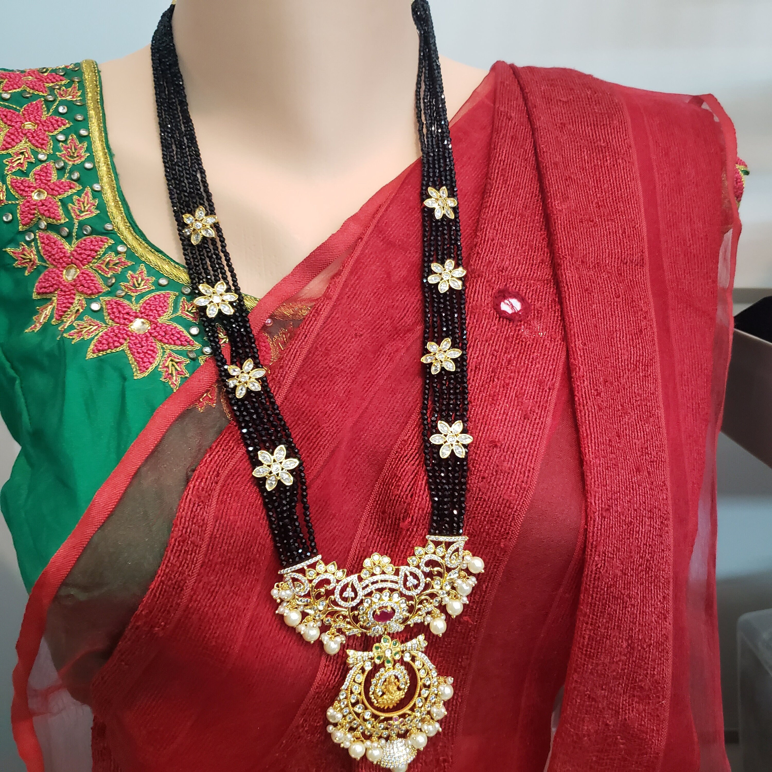 Lakshmi Black Beads Rani Haram With 