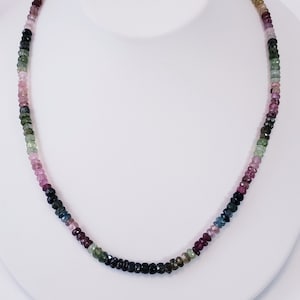 Watermeloen toermalijn ketting oktober geboortesteen ketting Multi Toermalijn Kralen, Natuurlijke Multi Toermalijn Rondelle Faceted Kralen,