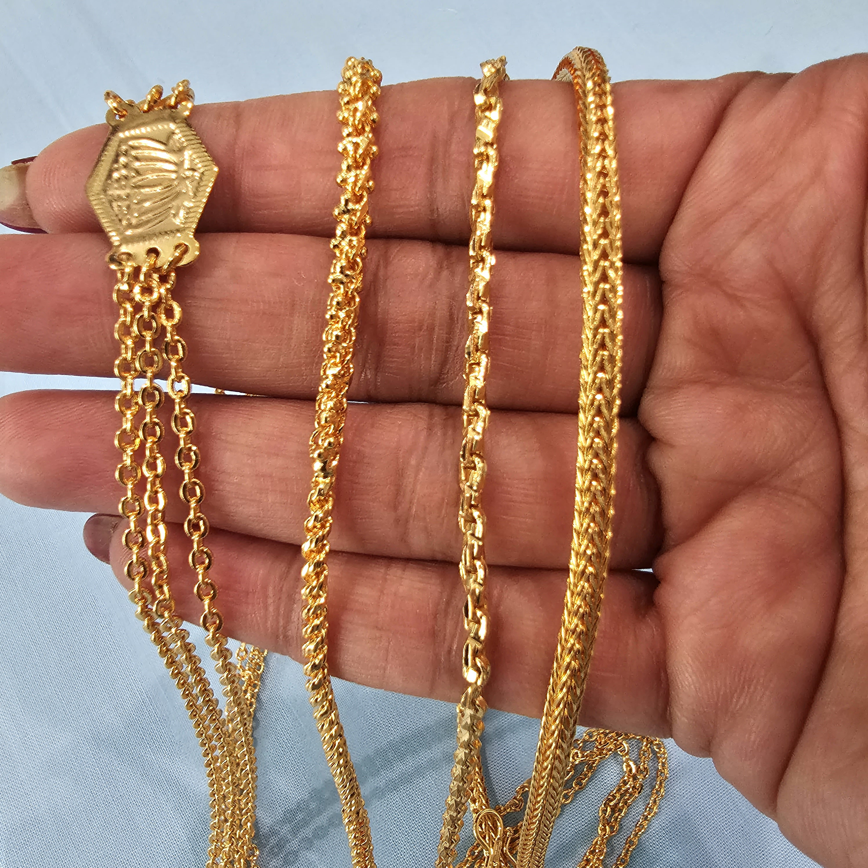Long Matt Finish Antique Gold Chain, Long Necklace Chain