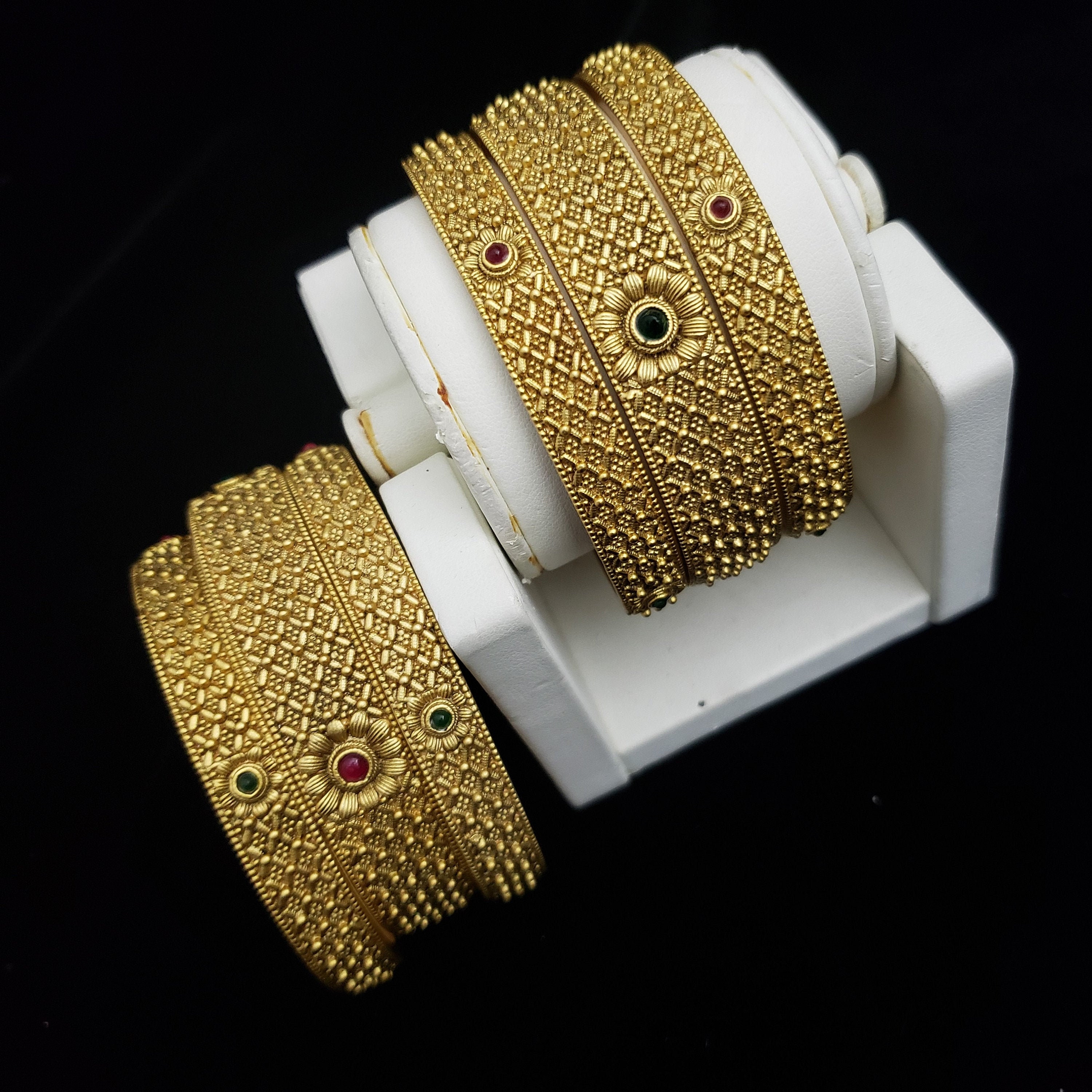 6 PC Indian Bangles Set, High Quality 22k Gold Plated Wedding
