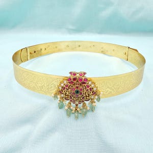 Kids Vaddanam for traditional jewelry, Indian wedding jewelry for kids, Kundan vaddanam, small size wait belt