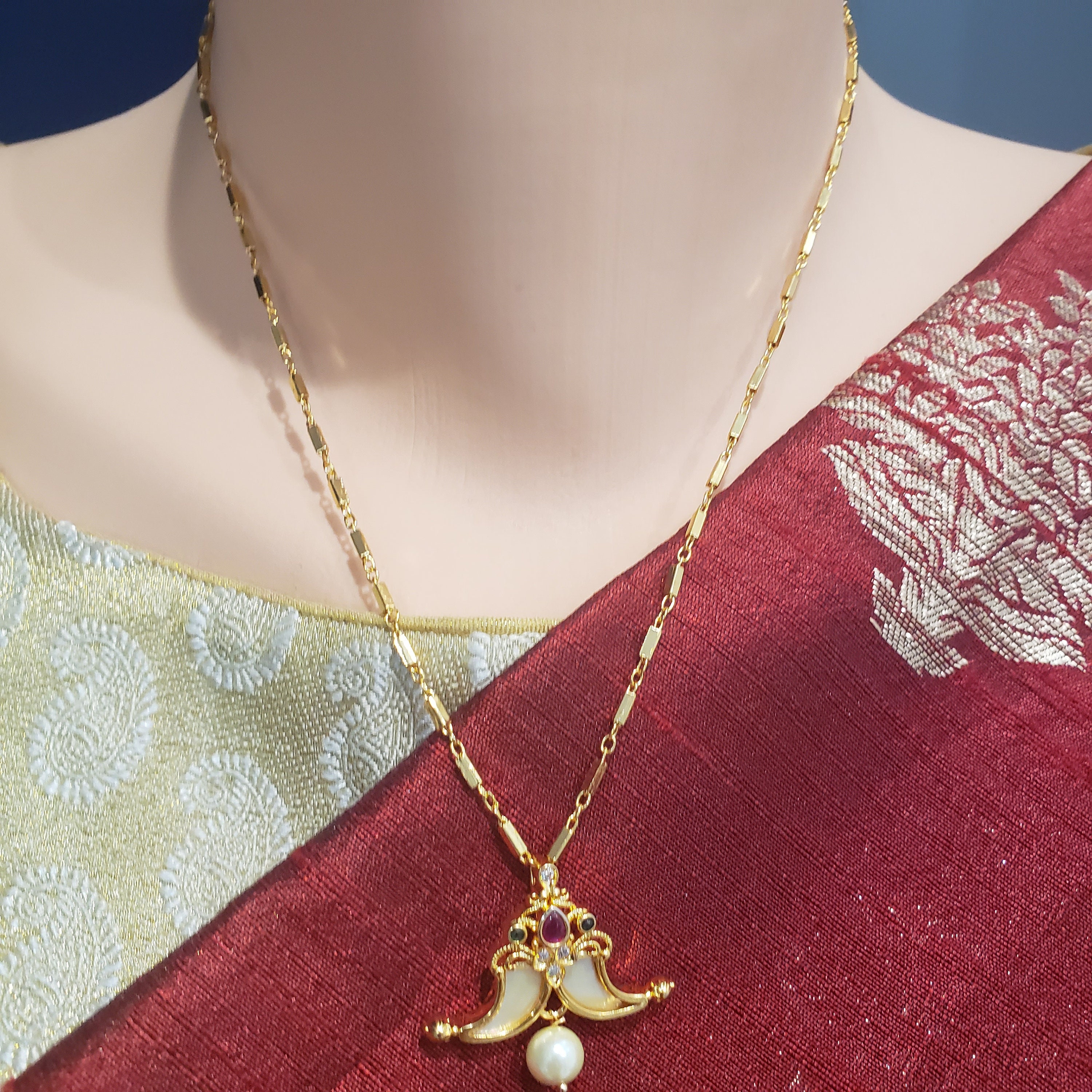 Puli Goru Pendant High Quality AD Stones With Semi Precious Ruby