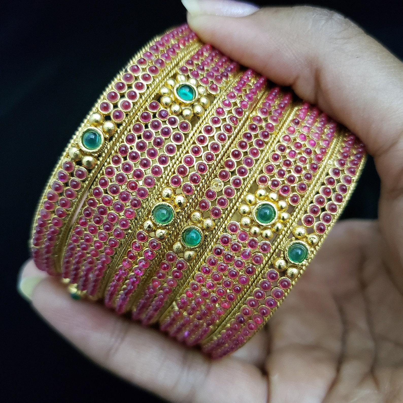 Ruby Indian Bangles Set High Quality 6 Bangle Set 22k Gold Etsy